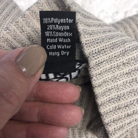 Clara Sun Woo Tan Knit Turtleneck Split Open Shoulder Neck Sweater Size S - Picture 7 of 11